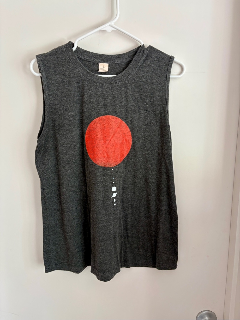 Women's Charcoal Muscle Tank with Red Graphic